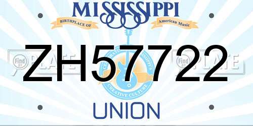 ZH57722 Mississippi License Plate