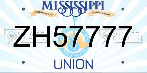 ZH57777 Mississippi License Plate