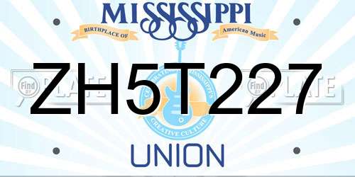 ZH5T227 Mississippi License Plate