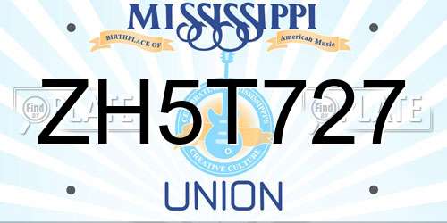 ZH5T727 Mississippi License Plate
