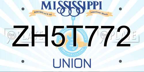ZH5T772 Mississippi License Plate