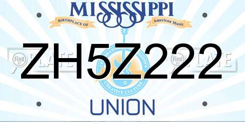 ZH5Z222 Mississippi License Plate