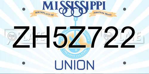 ZH5Z722 Mississippi License Plate