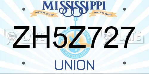 ZH5Z727 Mississippi License Plate