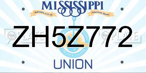 ZH5Z772 Mississippi License Plate