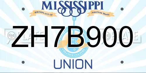 ZH7B900 Mississippi License Plate