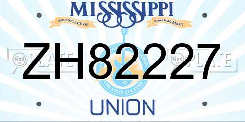 ZH82227 Mississippi License Plate