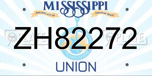 ZH82272 Mississippi License Plate