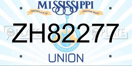 ZH82277 Mississippi License Plate