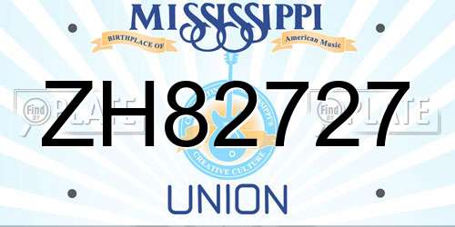 ZH82727 Mississippi License Plate