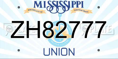 ZH82777 Mississippi License Plate