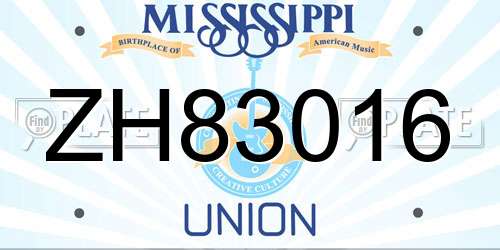 ZH83016 Mississippi License Plate