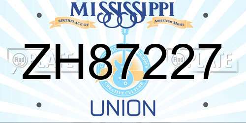 ZH87227 Mississippi License Plate