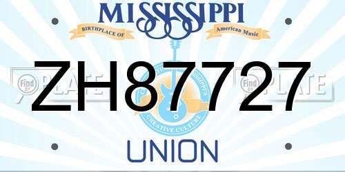 ZH87727 Mississippi License Plate