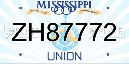ZH87772 Mississippi License Plate