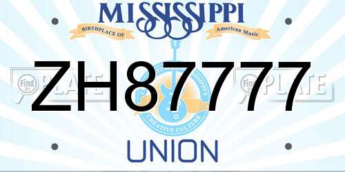 ZH87777 Mississippi License Plate