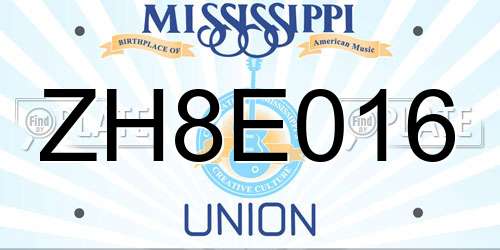 ZH8E016 Mississippi License Plate