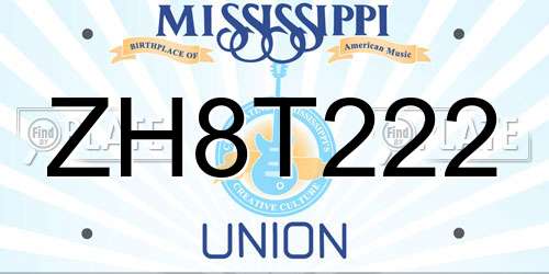 ZH8T222 Mississippi License Plate