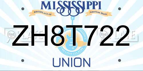 ZH8T722 Mississippi License Plate