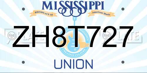 ZH8T727 Mississippi License Plate