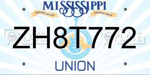 ZH8T772 Mississippi License Plate