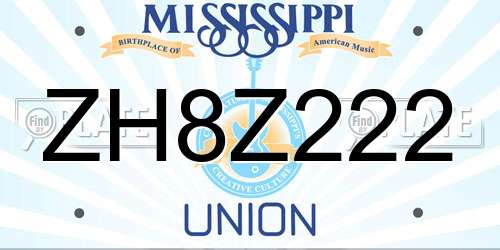 ZH8Z222 Mississippi License Plate