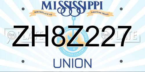 ZH8Z227 Mississippi License Plate