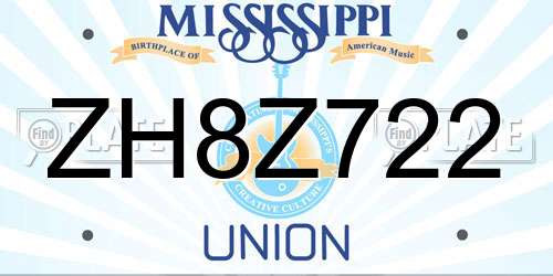 ZH8Z722 Mississippi License Plate
