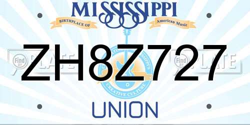 ZH8Z727 Mississippi License Plate