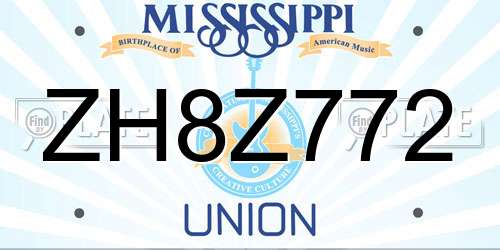 ZH8Z772 Mississippi License Plate