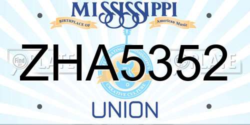 ZHA5352 Mississippi License Plate