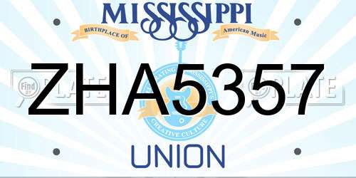ZHA5357 Mississippi License Plate