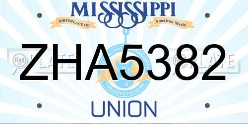 ZHA5382 Mississippi License Plate