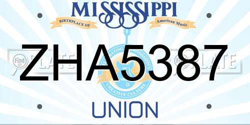 ZHA5387 Mississippi License Plate
