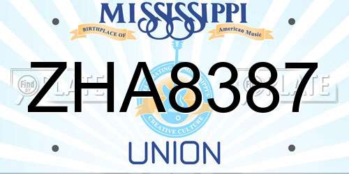 ZHA8387 Mississippi License Plate