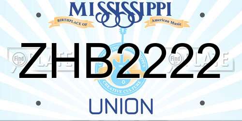 ZHB2222 Mississippi License Plate