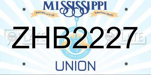 ZHB2227 Mississippi License Plate