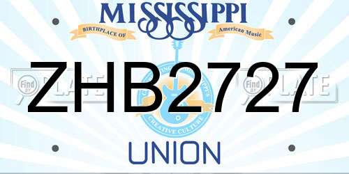 ZHB2727 Mississippi License Plate