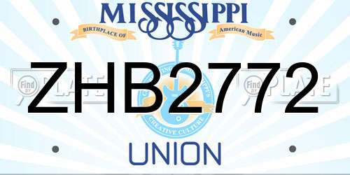ZHB2772 Mississippi License Plate