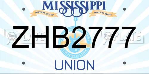 ZHB2777 Mississippi License Plate