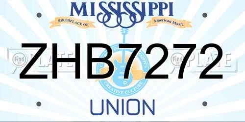 ZHB7272 Mississippi License Plate