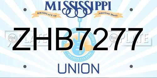 ZHB7277 Mississippi License Plate
