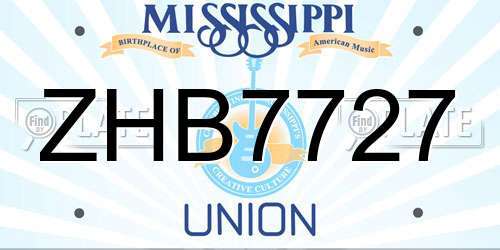 ZHB7727 Mississippi License Plate