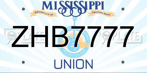 ZHB7777 Mississippi License Plate