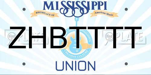 ZHBTTTT Mississippi License Plate