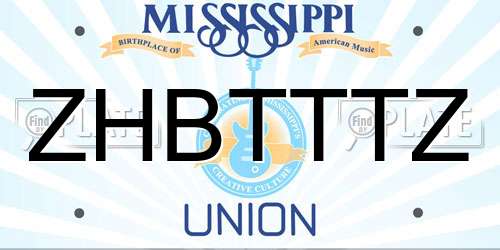 ZHBTTTZ Mississippi License Plate