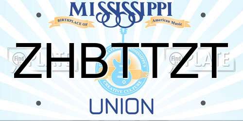 ZHBTTZT Mississippi License Plate