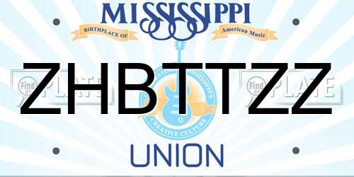 ZHBTTZZ Mississippi License Plate
