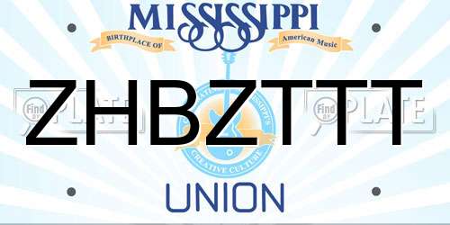ZHBZTTT Mississippi License Plate