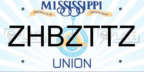 ZHBZTTZ Mississippi License Plate